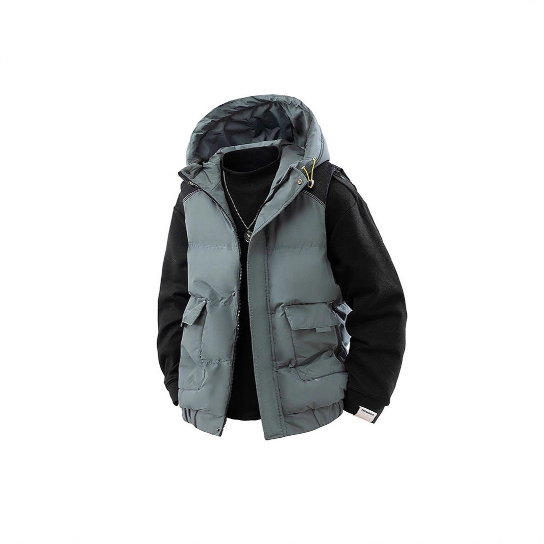 Herren Gesteppte Outdoor-Weste mit Kapuze, Cargo-Taschen und verstellbarem Saum Nord Taschen
