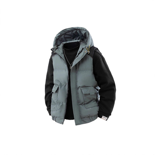 Herren Gesteppte Outdoor-Weste mit Kapuze, Cargo-Taschen und verstellbarem Saum Nord Taschen