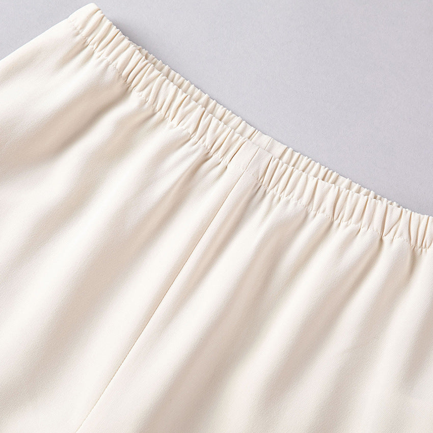 Damen High-Waist Hose mit elastischem Bund, weitem Bein und weich fließender Baumwollmischung Nord Taschen