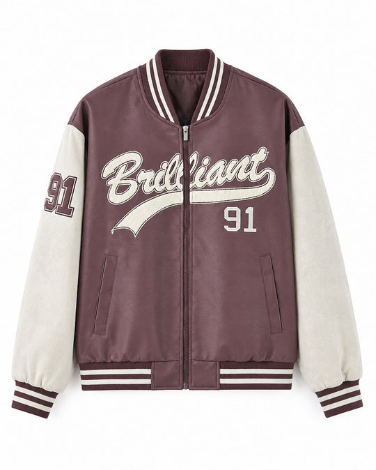Herren Varsity-Bomberjacke im Letterman‑Stil mit Chenille‑Applikationen Nord Taschen
