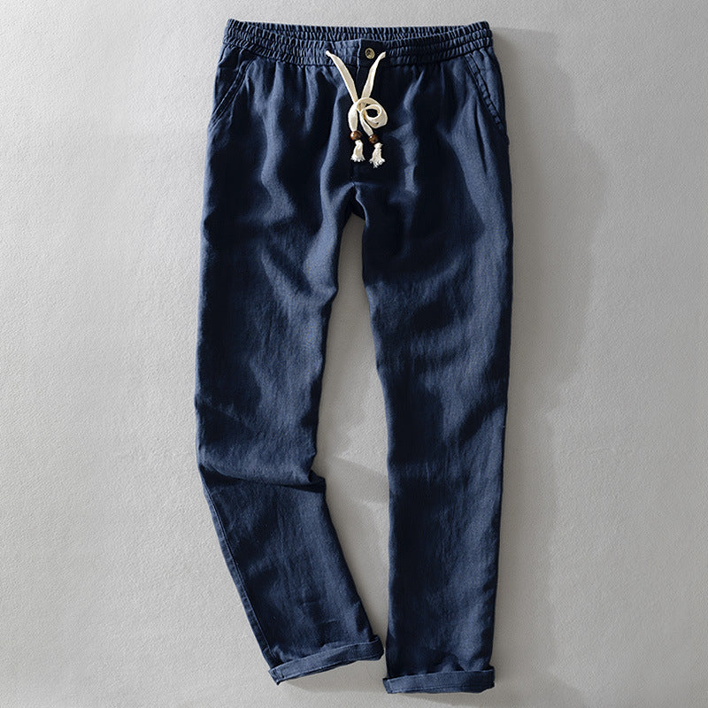 Damen Leinenhose mit elastischem Bund, Tunnelzug und geradem Bein Nord Taschen
