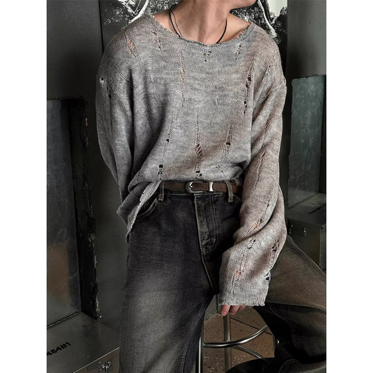 Herren Lässiger, oversized Strickpullover mit Distressed-Details Nord Taschen