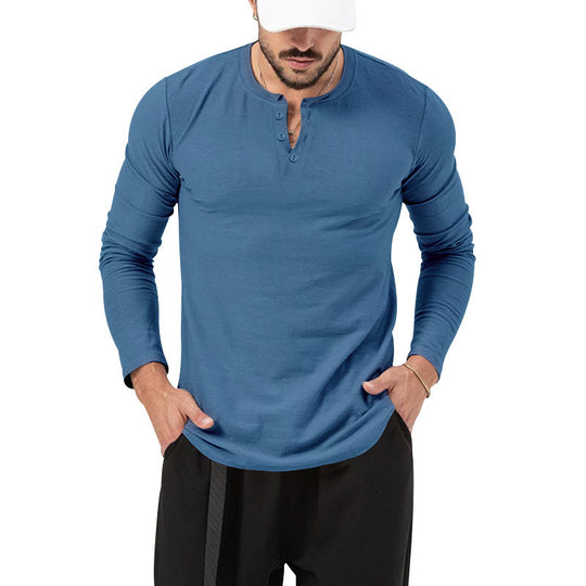 Herren Longsleeve Henley aus leichter Baumwollmischung Nord Taschen
