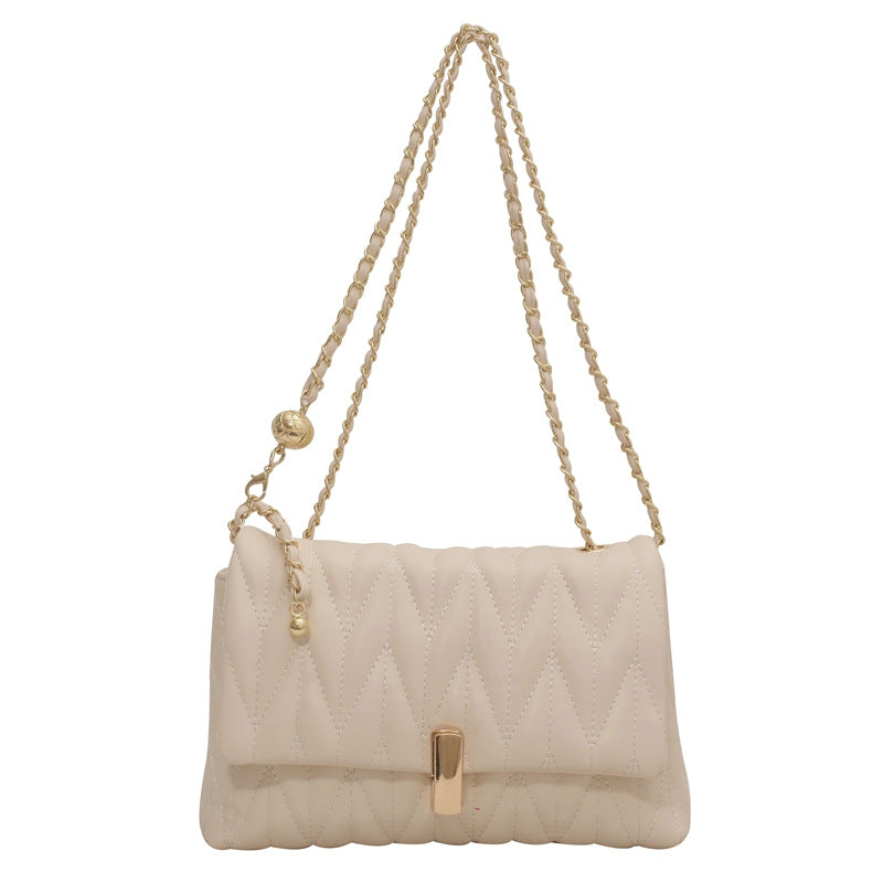 Damen elegante Umhängetasche mit Steppdesign und goldenen Akzenten Nord Taschen