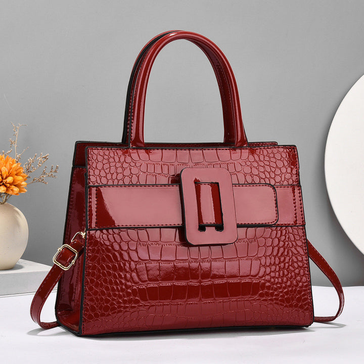 Damen Handtasche mit markanter Krokodilprägung und schickem Verschluss Nord Taschen