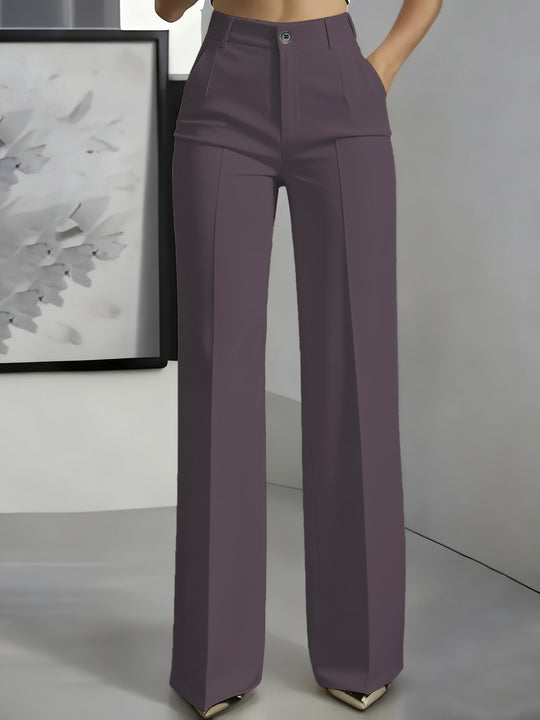 Damen Hochtaillierte Palazzo-Hose mit Bügelfalte und Eingrifftaschen Nord Taschen