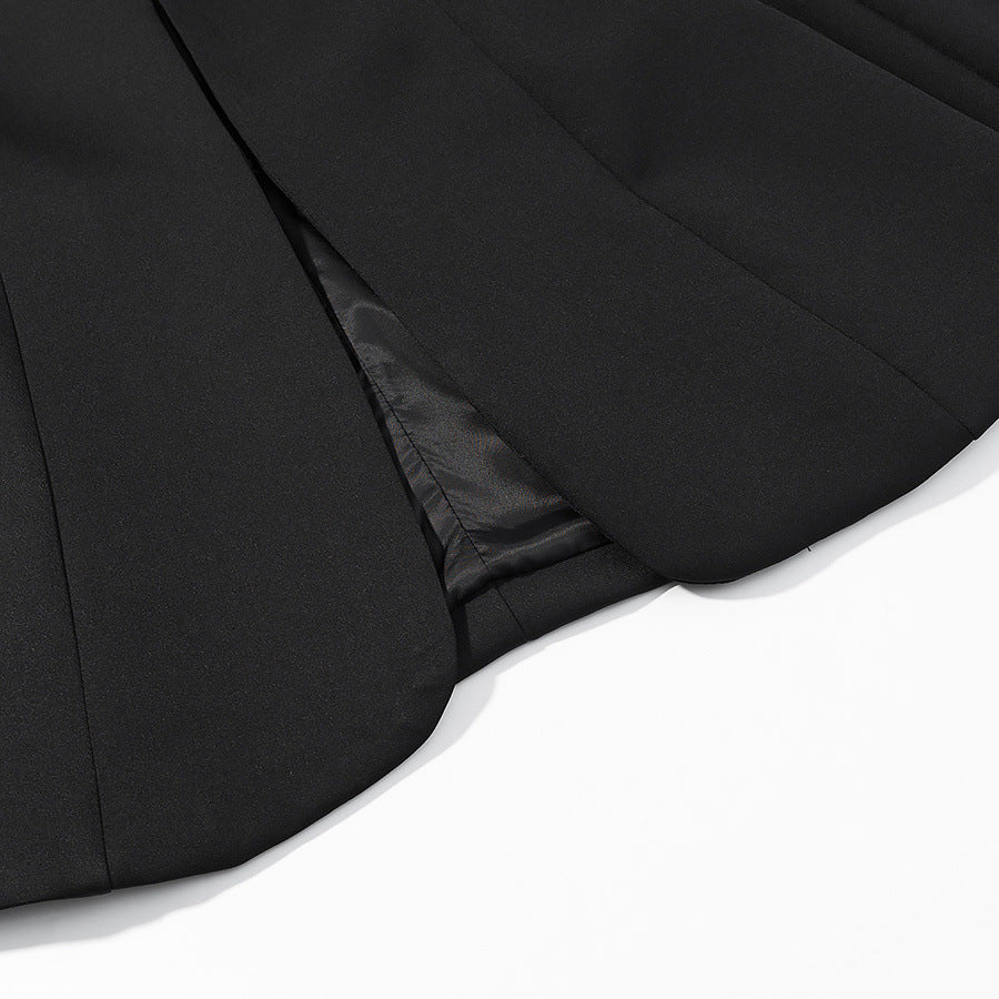 Herren Schmal geschnittener Sakko-Kurzblazer mit Stehkragen und minimalistischem Verschluss Nord Taschen