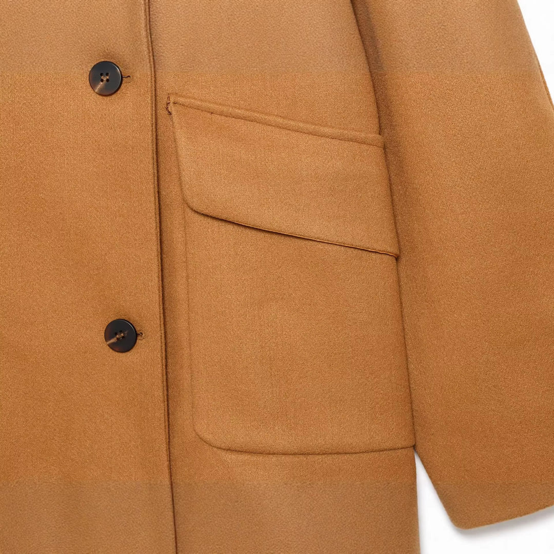Damen Boxy-Kurzmantel mit hohem Stehkragen und großen Pattentaschen Nord Taschen