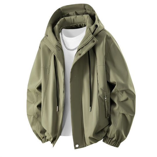 Herren Minimalistische Tech-Kapuzenjacke mit mattierter Oberfläche, Kordelzug & verdeckten Reißverschlusstaschen Nord Taschen