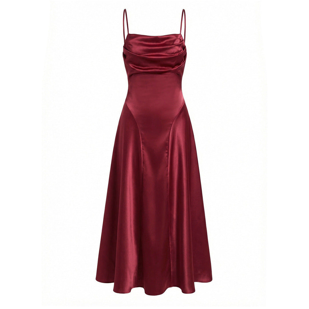 Damen Maxikleid mit eleganter Drapierung und feinem Satin-Finish Nord Taschen