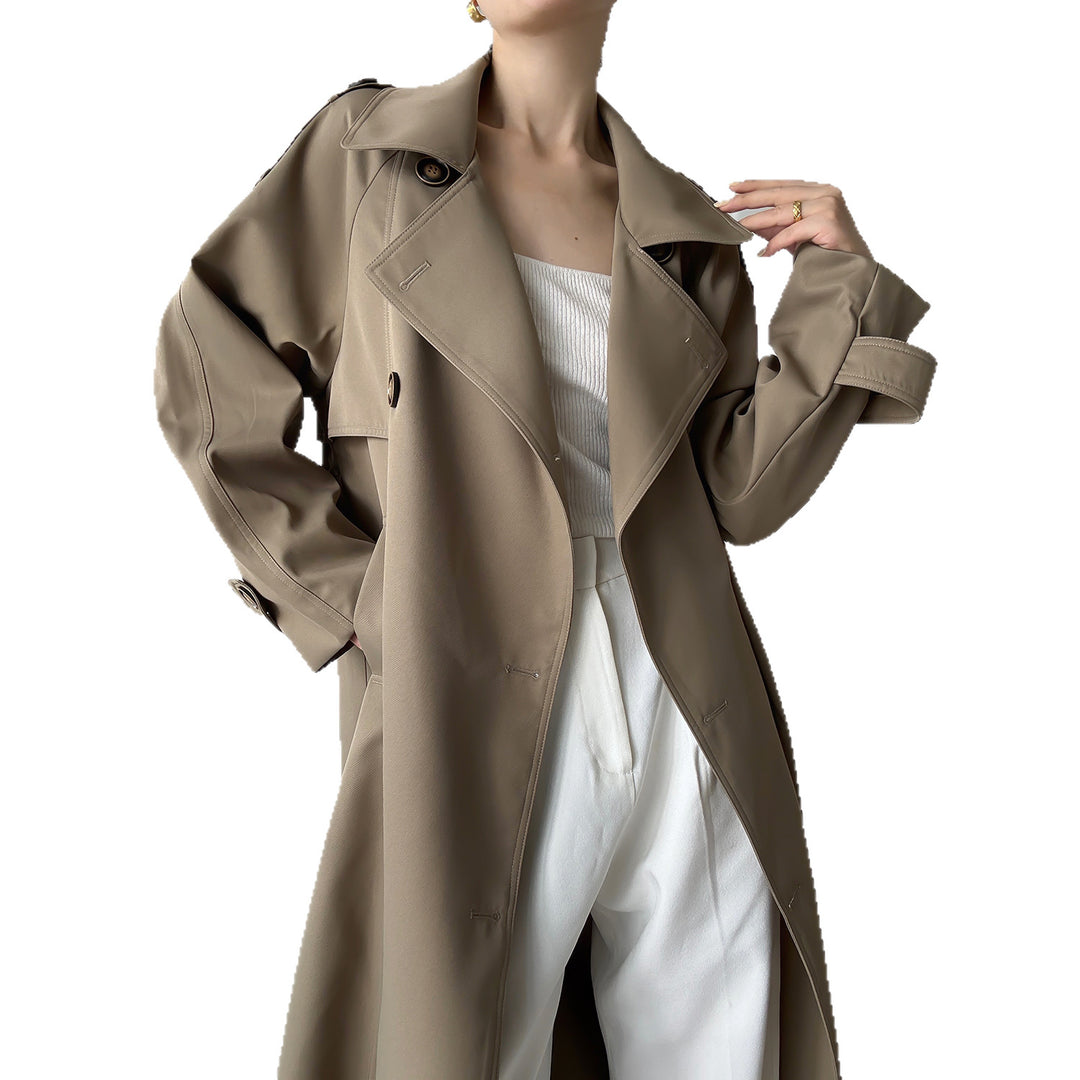 Damen Oversize Mantel im Trench-Stil mit Raglanärmeln und doppelreihiger Knopfleiste Nord Taschen