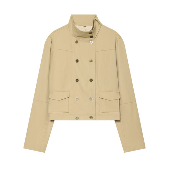 Damen Cropped Feldjacke im Utility‑Look mit Funnelkragen und aufgesetzten Pattentaschen Nord Taschen
