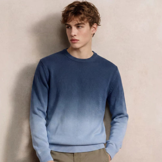 Herren Feinstrick-Pullover mit Dip-Dye-Effekt und Rundhalsausschnitt Nord Taschen