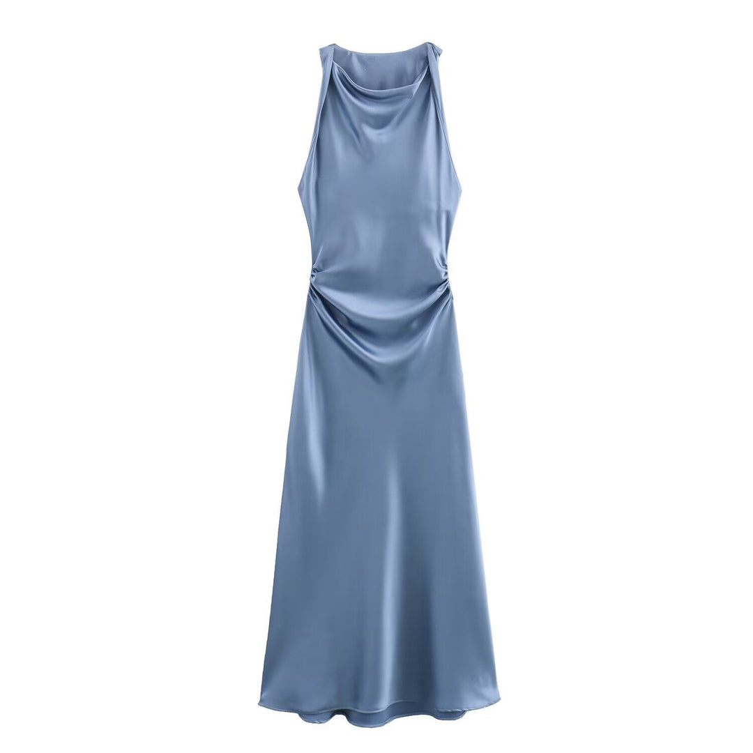 Damen elegantes Sommerkleid mit fließendem Schnitt und charmanten Rüschendetails