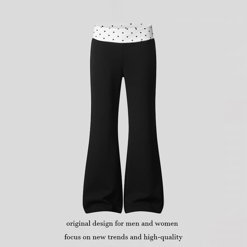 Damen Flared-Loungehose mit Umschlagbund und Sternmotiv Nord Taschen