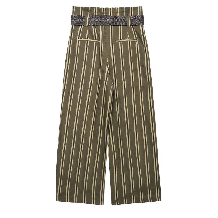 Damen Hochtaillierte Culotte-Hose mit weitem Bein und dekorativem Taillengürtel Nord Taschen