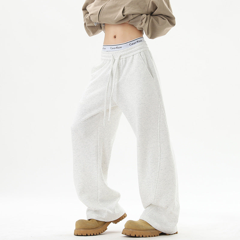 Damen Weite Loungehose mit hoher Taille aus Fleece, Tunnelzug und Seitentaschen Nord Taschen