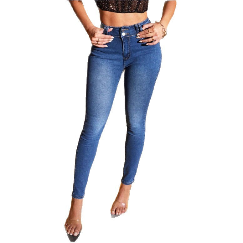 Damen Figurformende High‑Waist Skinny‑Jeans mit taillenbildendem Doppelknopfbund Nord Taschen