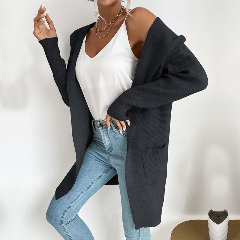Damen Lässiger Strickmantel Nord Taschen