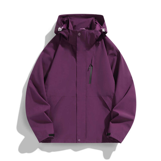 Damen Wasserabweisende Kapuzen‑Übergangsjacke mit verstellbarer Kapuze, verdeckter Frontblende und Multifunktionstaschen Nord Taschen
