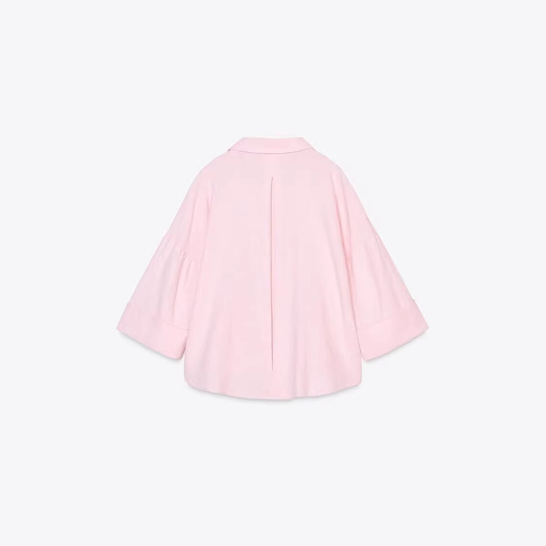 Damen Oversize-Hemdbluse mit vertikalem Streifenmuster und verlängertem Rücken Nord Taschen