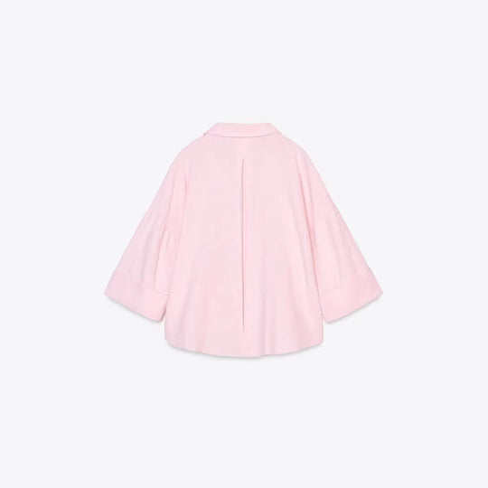 Damen Oversize-Hemdbluse mit vertikalem Streifenmuster und verlängertem Rücken Nord Taschen