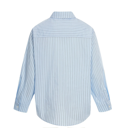 Damen Oversize-Hemdbluse mit Streifenstruktur und handgezeichnetem Grafikprint Nord Taschen