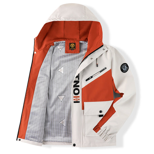Herren  funktionale Kapuzenjacke im Urban-Outdoor-Stil mit Windschutz, Brustreißverschluss und großzügigen Klappentaschen Nord Taschen
