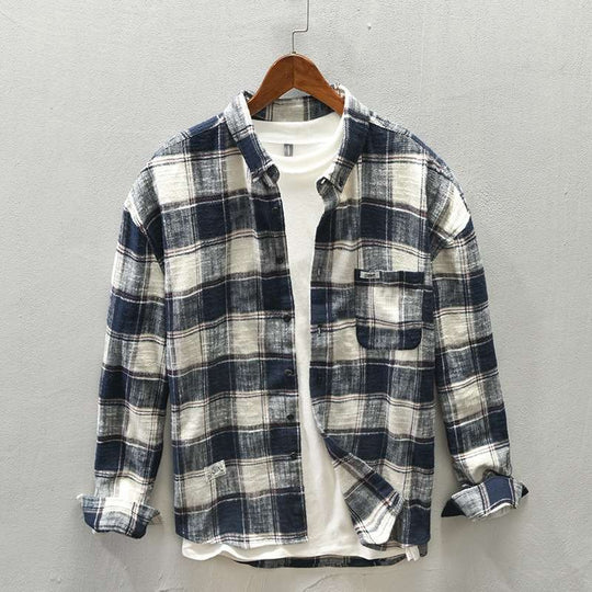 Herren Legeres Karo-Flanell-Overshirt aus weichem Baumwollmix mit Brusttasche Nord Taschen
