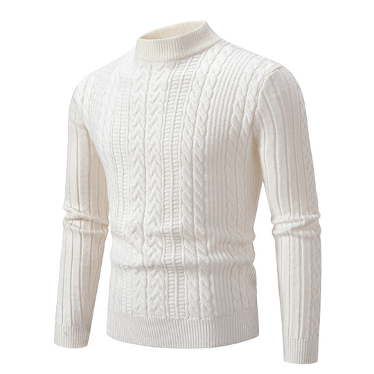 Herren Schmal geschnittener Mockneck-Zopfmusterpullover aus thermoregulierendem Feinstrick Nord Taschen