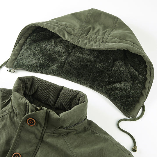 Herren gefütterter Kapuzenparka mit Thermo-Teddyfutter, winddichter Baumwollmix-Außenschale und Mehrfachtaschen Nord Taschen