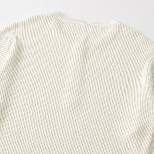 Damen Grobgestrickter Waffelstrick-Pullover mit Henley-Knopfleiste Nord Taschen