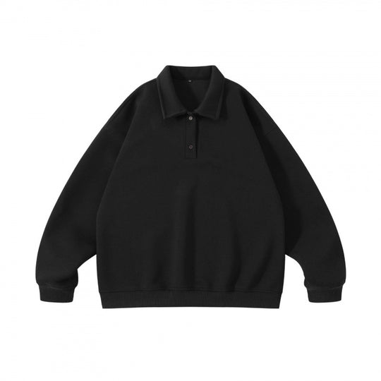 Unisex Oversize-Polo-Sweatshirt mit Henley-Knopfleiste und geripptem Saum Nord Taschen