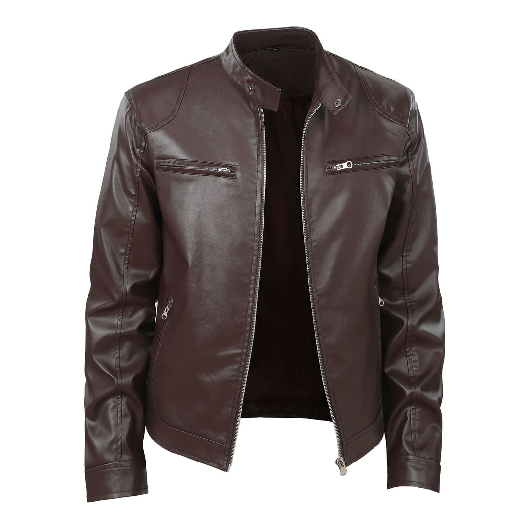 Herren Stilvolle Lederjacke mit Kapuze Nord Taschen