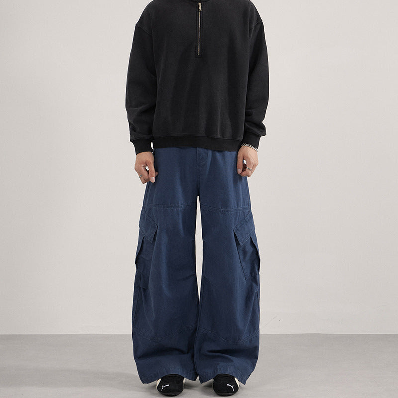 Herren Extraweite Canvas-Cargo-Palazzohose mit tiefem Schritt und großen Klappentaschen Nord Taschen