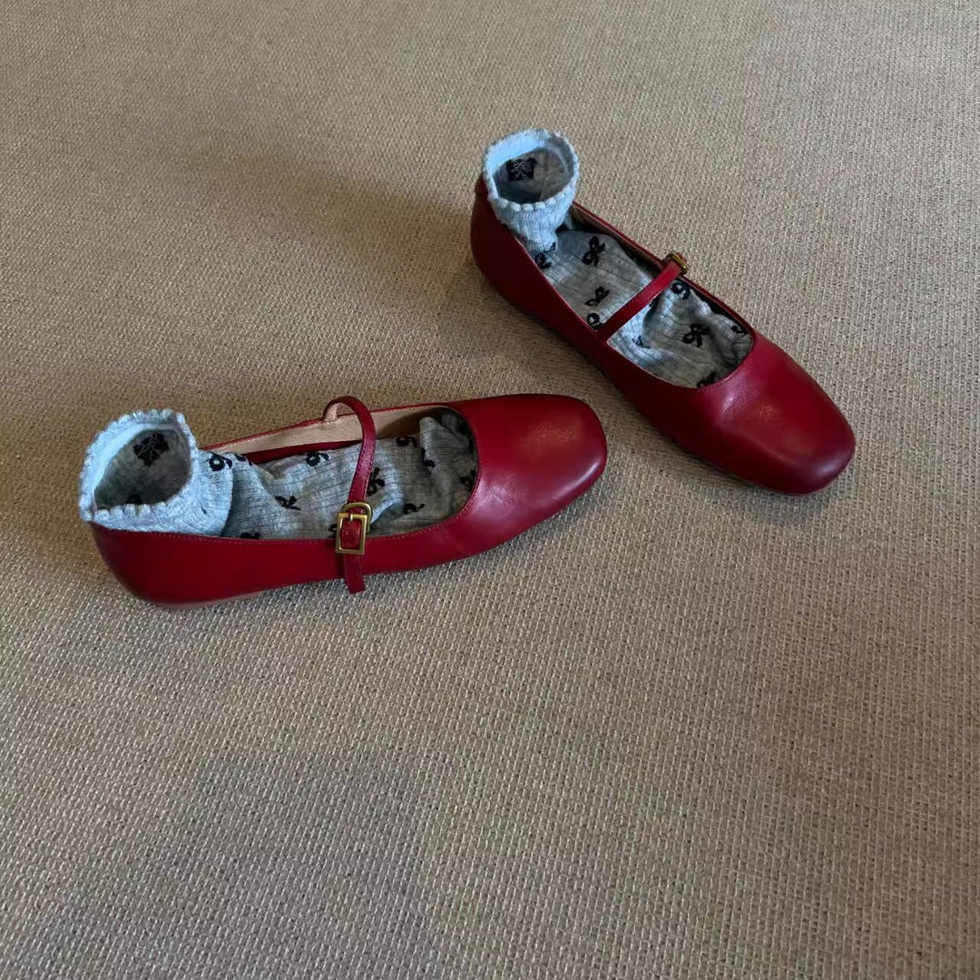 Damen elegante Mary Jane Ballerinas mit praktischer Schnallenverzierung