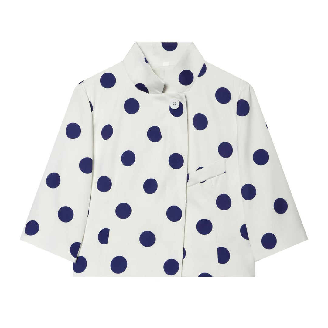 Damen Kurzgeschnittene Boxy-Jacke mit Stehkragen und Dreiviertelärmeln Nord Taschen