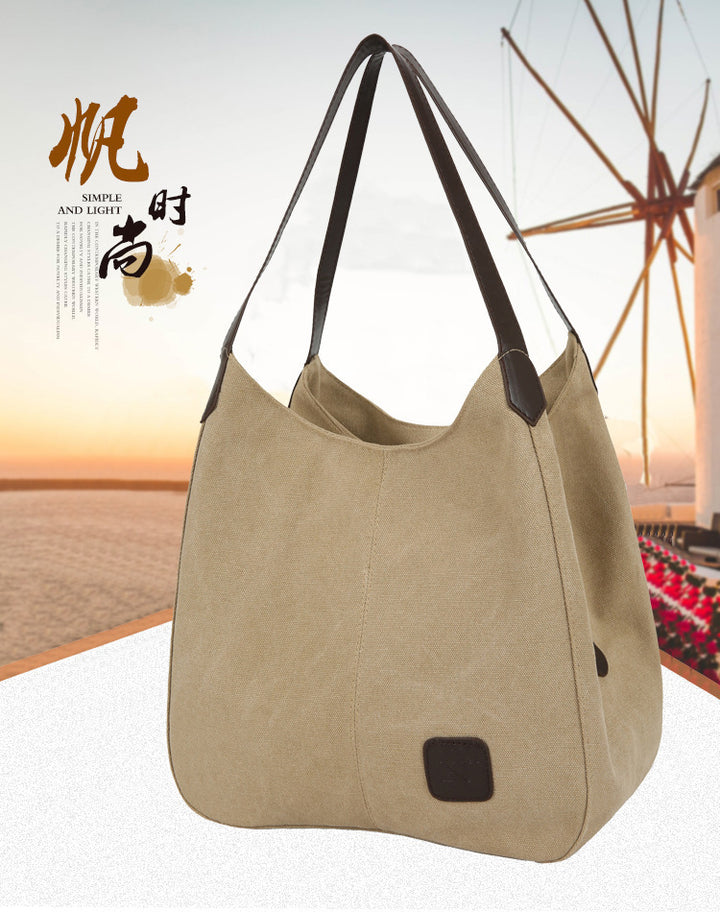 Damen Schultertasche aus strapazierfähigem Canvas mit eleganten Lederakzenten Nord Taschen