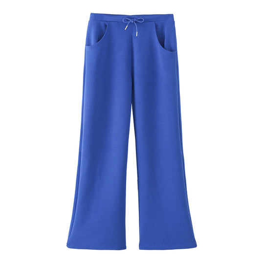 Damen Weite Jersey-Hose mit hohem Bund Tunnelzug und Pattentaschen Nord Taschen
