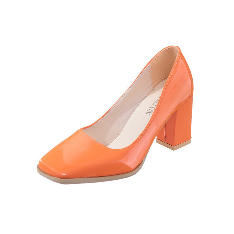 Damen elegante Pumps mit quadratischer Zehenkappe und hohem Blockabsatz
