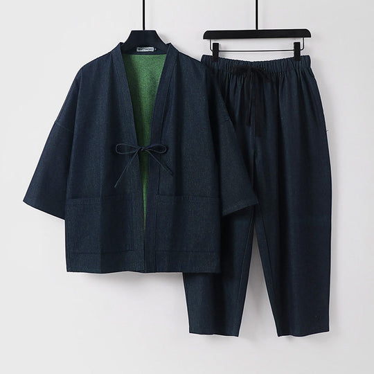 Unisex Kimono-Jacke und lockere Bundhose im Denim-Look Nord Taschen