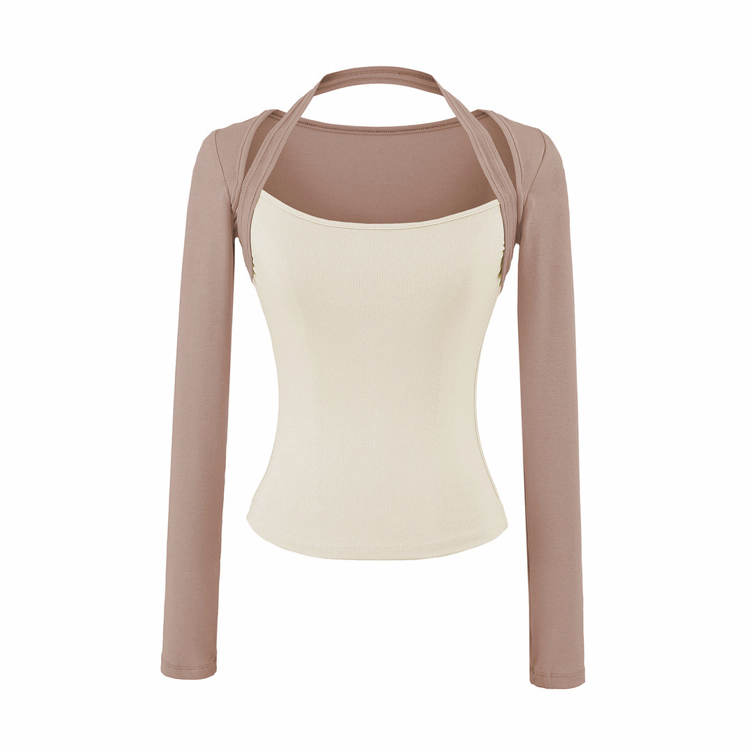 Damen Figurbetontes Layering-Top mit integriertem Bolero-Ärmel und Neckholder-Detail Nord Taschen