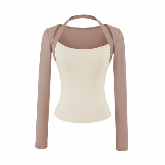 Damen Figurbetontes Layering-Top mit integriertem Bolero-Ärmel und Neckholder-Detail Nord Taschen