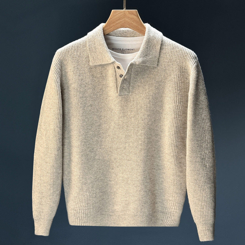 Herren Feinstrick-Polopullover mit halber Knopfleiste und legerer Oversize-Passform Nord Taschen