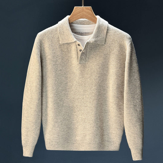 Herren Feinstrick-Polopullover mit halber Knopfleiste und legerer Oversize-Passform Nord Taschen