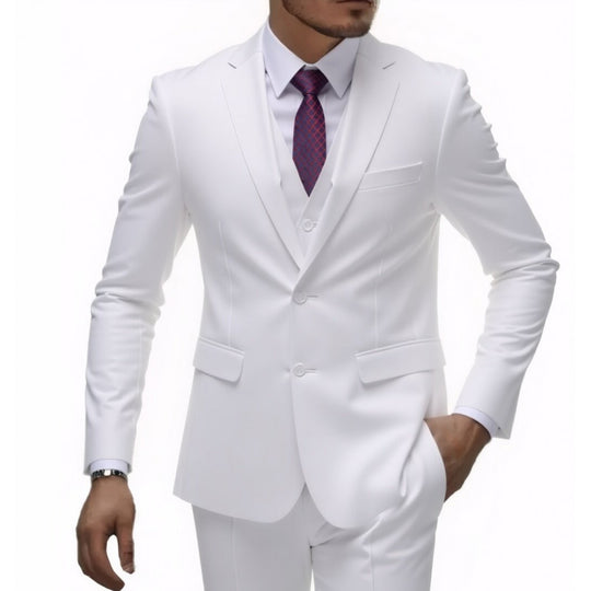 Herren Eleganter taillierter dreiteiliger Anzug mit Weste und leichtem Stretch Nord Taschen