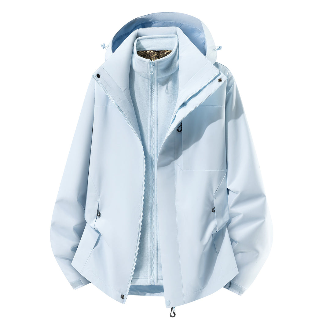 Damen Zwei-in-Eins Softshell-Regenjacke mit abnehmbarem Fleece-Innenfutter und Kapuze Nord Taschen