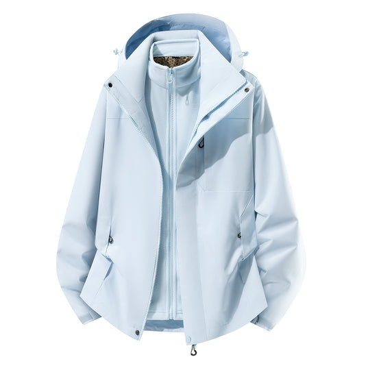 Damen Zwei-in-Eins Softshell-Regenjacke mit abnehmbarem Fleece-Innenfutter und Kapuze Nord Taschen