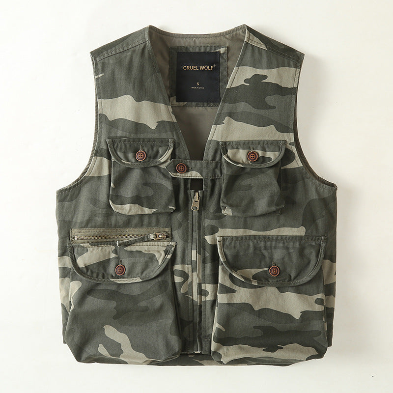 Herren Multifunktionale Outdoor-Weste mit vielen Taschen und Reißverschluss Nord Taschen
