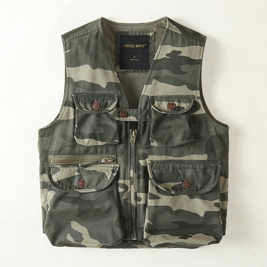 Herren Multifunktionale Outdoor-Weste mit vielen Taschen und Reißverschluss Nord Taschen